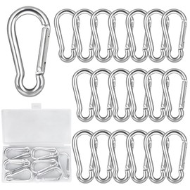 UVVRUR Pack of 20 Carabiner Hook Key Ring 60 x 6 mm Carabiner Small Carabiner Set with Snap Hooks for Backpack Dog Lead Camping Fishing Travel (20 Pieces 60 mm)