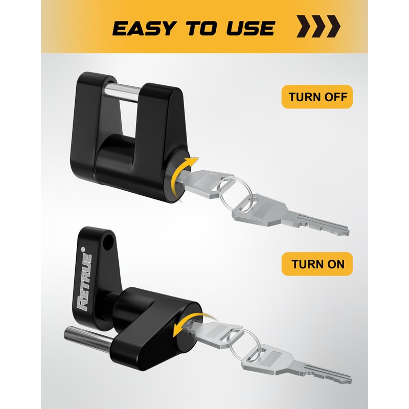 RETRUE Trailer Tongue Coupler Lock, Trailer Hitch Lock,Dia 1/4 Inch,
