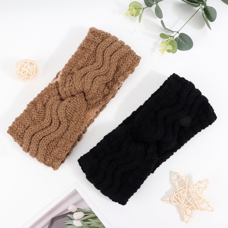 DRESHOW Women's Winter Headbands, Knitted Hair Band, Ear Warmers, Thick