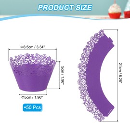 PATIKIL Cupcake Wrappers Paper, 50 Pack Baking Cups Standard Rose Decoration for Anniversary Birthday Weddings and Parties, Dark Purple