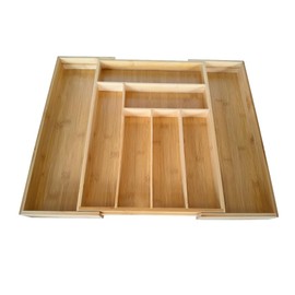 Adjustable Bamboo Drawer Organizer, Expandable Silverware Drawer Organizer, Large Cutlery Tray with Wooden Drawer Dividers for Flatware Organizing Kitchen Utensils Holder (6-8 Slots, Natural)