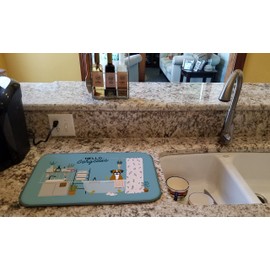 Caroline's Treasures CK7538DDM Flashy Fawn Boxer in Bathtub Dish Drying Mat Absorbent Dish Drying Mat Pad for Kitchen Counter Dish Drainer Mat for Countertop, 14 x 21", Multicolor