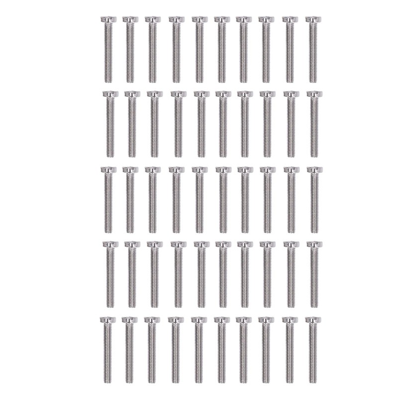 50Pcs Cheese Head Slot Screw A2-70 Stainless Steel, Flat Smooth