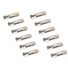MAHAVIMOKSA 30pcs Large Size Barrettes Women Metal Snap Hair Clips for DIY Craft (80mm/3.15", Silver-Rectangle Shape)