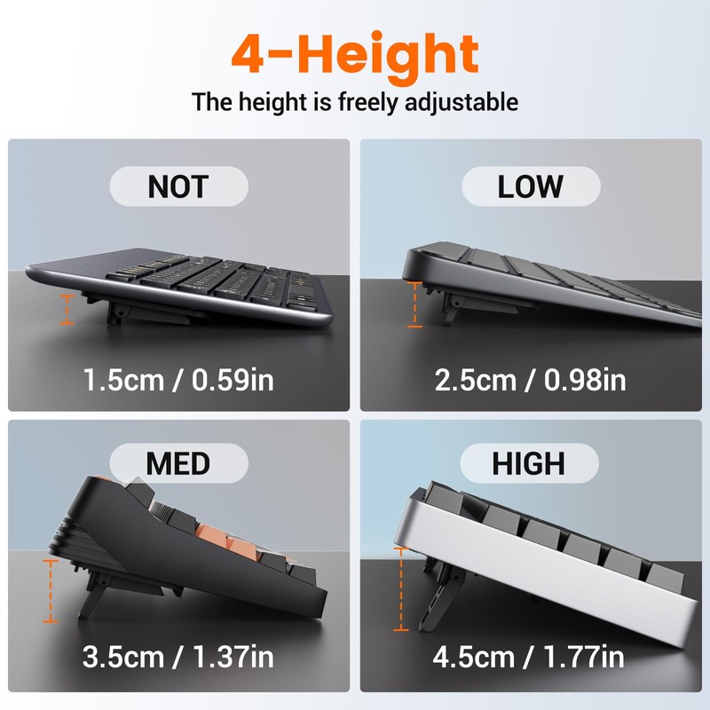 HONKID Computer Keyboard Stand for Desktop, 4-Angle Tilt Adjustable Keyboard