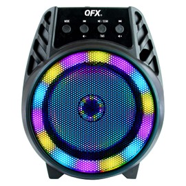 QFX BT-64 TWS Bluetooth Rechargeable Portable Speaker with 4” Woofer LED Party Lights, Microphone Input, AUX Input, USB Port, TF Card Slot, Black