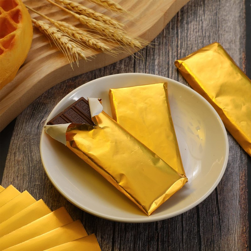 Tanlade 200 Pcs Gold Chocolate Candy Wrappers Aluminum Foil Candy