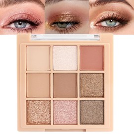 CAKAILA 9Colors Nude Champagne Dorado Rosa Marrón Colorido Brillo Paleta de Sombra de Ojos Maquillaje, Paletas de Sombra de Ojos Arcoíris Neutral...  
