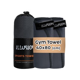illusion Small Microfibre Gym Towel for Active Sports (40x80cm) - Lightweight Quick Dry Towel - Ideal for Cardio, Cycling, Strength Training, Yoga, and Running, Perfect for Athletes Training Outdoors