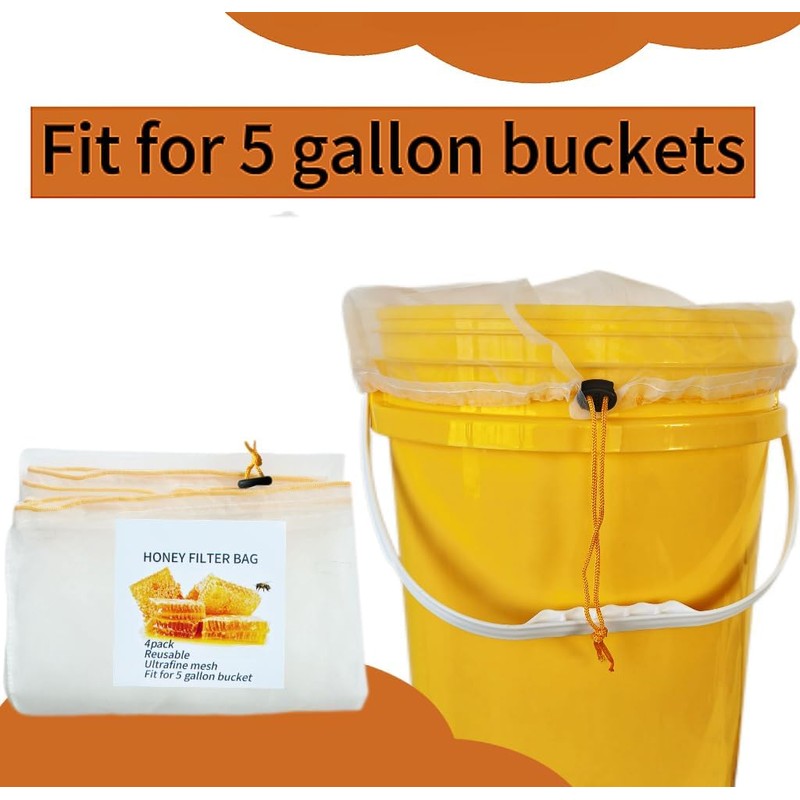SPMKTQK Honey Strainer, 4 Pcs Honey Filter Bag Ultra-Fine Mesh