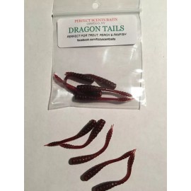 PERFECT SCENTS DRAGON TAILS 2" REPTILE GRAPE, STINGER WORMS 5 PACK SOFT BAIT FISHING,