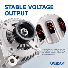 APLEDAX High Output Alternator For/JEEP Wrangler 2012 2013 2014 2015 2016 2017 2018 Wrangler JK 2018 V6 3.6L 160Amp 12V CW 6-Groove Pulley 421000-0810 11584N