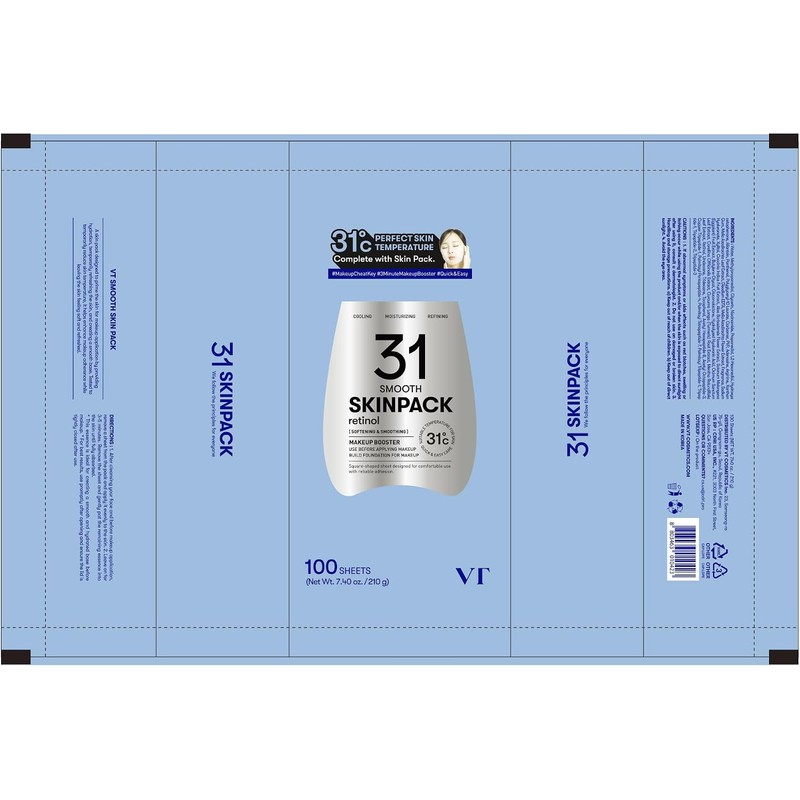 VT COSMETICS Smooth Skin Pack (100 Sheets), Toner Pads with