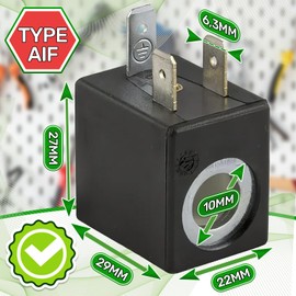 Coil Type AIF for Solenoid Valve 230 V 50 Hz with Hole Diameter 10 mm and Dimensions 29 x 22 x 27 mm ONIX TECH