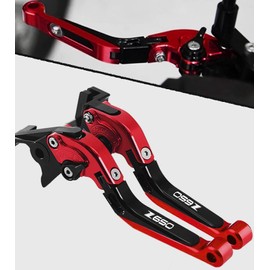 GZYWMJZ Motorcycle Brake and Clutch Levers Modified Parts Fits for Kawasaki Z650 2017 2018 2019 2020 2021 2022 2023 2024 Motorbike Adjustable Foldable Extendable Brake Lever (Black-Red)