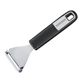 FACKELMANN Ziehschäler 17 cm SENSE, praktischer Gemüseschäler, Obstschäler mit rutschfestem und ergonomischem Soft-Touch-Griff (Farbe: Silber/Schwarz), Menge: 1 Stück