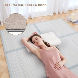 Zonli Japanese Tatami Mat, Foldable Floor Sleeping Pad Futon Mattress, Made from Natural Coconut Shell Fiber & Jute Fiber, Firm Traditional Floor Bed Queen 60"x80"