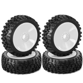 HUTSRAI 4 Pieces 1/8 RC Rubber Tires 120mm 112mm Tire 17mm Hex Hub for 1/8 RC Car SUV Accessories 4pcs