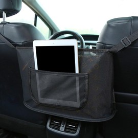 Dsoar Car Net Pocket Handbag Holder Between Seats Universal Seat Back Storage Mesh Bag for Phone Purse and Smaller Items Barrier of Pet Kids, Black