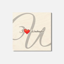 Unbranded I Love Washington USA Travel 4'' X 4'' Square Wooden Coaster