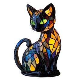 Tomedeks Cat Lamp Mosaic Night Light for Children's Room, Night Light Cat, Table Lamp Children's Room, Cute Lamp, USB Powered Light Cat with Orange Light, Cat Decoration Gift