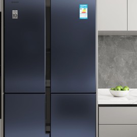 YENHOME Blue Stainless Steel Contact Paper for Refrigerator Appliances Blue Metallic Wallpaper Stick and Peel Self Adhesive Dark Blue Wallpaper Peel and Stick for Bedroom Kitchen Wall 17.7"X118"