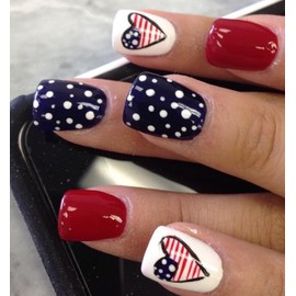 CurvLife Curvlife Soft Gel Press On Nails Kit - Patriot Full Cover False Nail Tips with Trendy Designs, Reusable & Glue Included - Easy Application Nail Accessories for Women