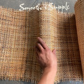 MINHKUST 24" Width Natural Brown Dark Square Rattan Webbing Roll 9 Feet Length for Caning Projects Woven Mesh Cane for Furniture, Chair, Cabinet, Ceiling (9 FEET)