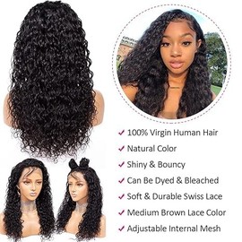 Volvetwig Human Hair Wig, 100% Real Hair Wig, 13 x 4 Lace Front Wig, Straight, Wavy and Curly