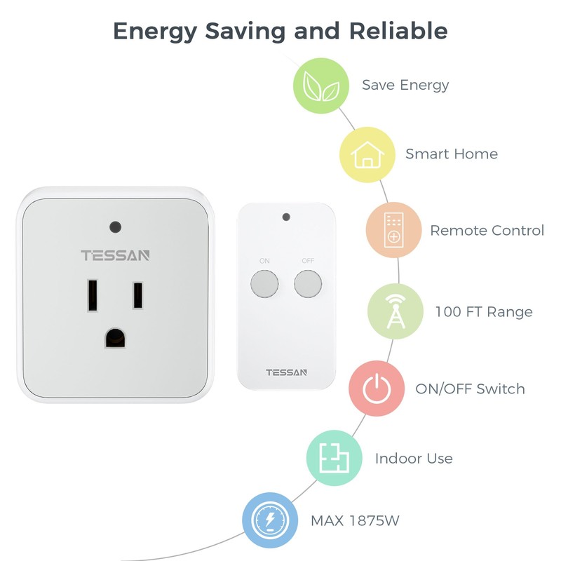 Remote Control Outlet, TESSAN Wireless Remote Light Switch, On Off