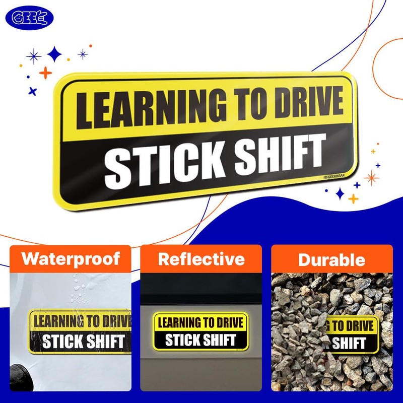 GEEKBEAR Learning to Drive Stick Shift Car Magnet (3 Pack)