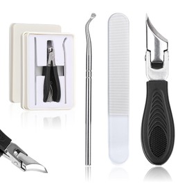 lasuroa 3pcs Eagle Beak Nail Clipper Set, Stainless Steel Slanted Nail Cutter File Wide Jaw Opening Anti-Splash Fingernail Ingrown Trimmer Chiropody Podiatry Tool for Women Men Toenails Thick Toe