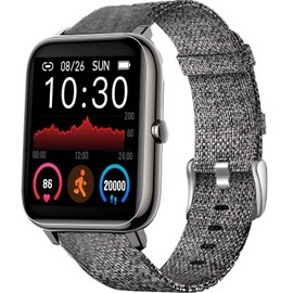 Compatible for Popglory Smartwatch Band, Giaogor Breathable Nylon Woven Fabric Replacement Accessory Strap Compatible for Popglory P22 / Donerton Smartwatch (Gray)