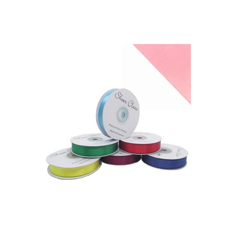 Single roll of Baby Pink Double Faced Satin Ribbon 3mm,