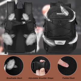 GRANDUP Basketball backpack with ball and shoes compartment Fit Volleyball, soccer, Swim, Gym, Travel, and School, large capacity sports training equipment bags