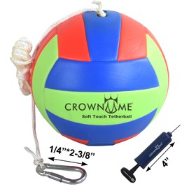 CROWN ME - Juego de bola y cuerda de Tetherball - Bola de Tetherball con cuerda y aro de mosquetón, bomba de dos agujas, brilla en la oscuridad