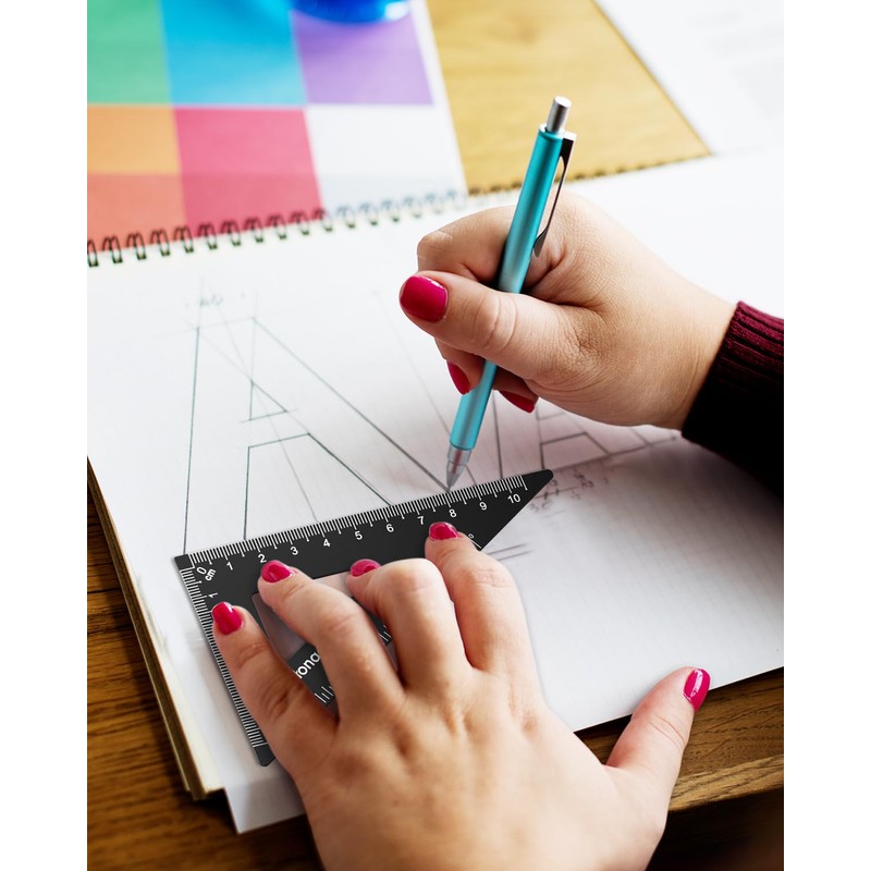Honagu Aluminum Alloy Triangular Ruler Set, 2 Sets/8 Pieces, 15cm/5.9inches,