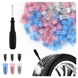 100PCS Tire Screw Plug Repair Kit,Self-Service Tire Repair Kit Includes 3 Sizes of Screw in Tires Plugs & Screwdriver for Quick Repairs,Professional Tires Repairs Rubber Nail