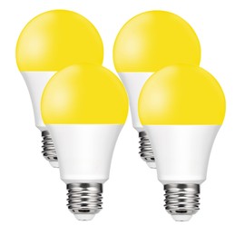 Baczao Yellow Bug Light Bulbs Outdoor, 9W (60W Equivalent) Amber 2000K LED Light Bulb for Outside, Backyard, Porch, Bedroom,Non-Dimmable, Non-Attracting, E26 Base, 4 Pack