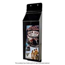 Marketing Holders Outdoor Brochure Holder Holds 4" x 9" Announcement Trifolds Wall Mount Clear Black Acrylic Rack Cards Box with Lid Includes Take One Sticker Adhesive Strips Advertising Display