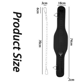 Dip Belt for Weightlifting with 70cm Steel Chain, Pull-Ups Belt Weight Belt Gym Lifting Belt for Powerlifting for Weight Lifting, Squat, Strength Training, Gym Fitness