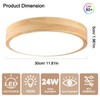 Led Ceiling Light Flush Mount: 12 Inch 24W Wood Bedroom
