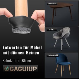 GAGUIUP 24 Stck Stuhlbeinkappen,Schwarz Schutzkappen fr Stuhlbeine Mit Filz,Filzgleiter,Silikon Schutzkappen fr Stuhlbeine Schr?ge,0.75inch Sthle fr Verschlei?feste Stuhlbeinschoner