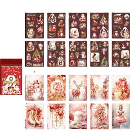 Alideco 20pcs Scrapbook Stickers Vintage Christmas Promise Theme Sticker Book for Adults Sticker journaling Stickers for Scrapbooking (xuedihongxue)