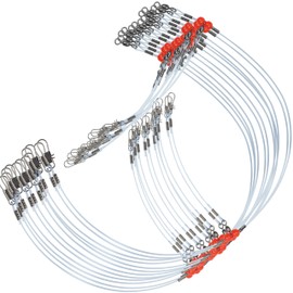 Fishing Leaders Saltwater Tackle Surf Fishing Rigs High Strength Fishing Wire Leader Line Rig with Swivels Snap for Lures Bait Hooks (2 arm, 12pcs, Blue Nylon)