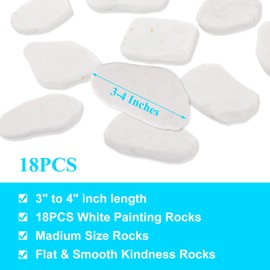 STARVAST 18PCS White Painting Rocks, 3-4 Inches River Rocks for Painting, DIY Flat Rocks Smooth Surface Rocks for Painting, Natural Painting Rocks for DIY Project, Arts Crafting