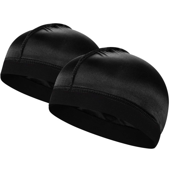 2PCS Silky Stocking Wave Cap for Men, Good Compression Over Durag,G