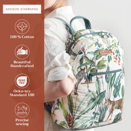 Maison d' Hermine Backpack for Women Men Cotton Shoulder Multipurpose Rucksack with Small Pouch Lightweight Multi Pocket Bag for Travel Work Beach Daypack Perfect for Gift (Wild)