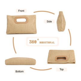 Freiesoldaten Straw Clutch Handbag for Women Raffia Purse Evening Bag Summer Beach Travel Crossbody Shoulder Bag