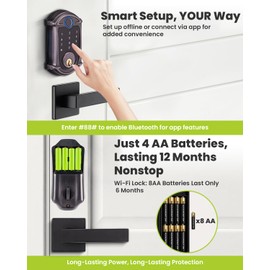 MENDOCK Keyless-Entry Deadbolt Smart Lock with Handle Set Waterproof IP56 Digital Exterior Locks for Front Door, WiFi Smartphone Control Fingerprint Door Lock with Keypad and Key Fob,Venetian Bronze